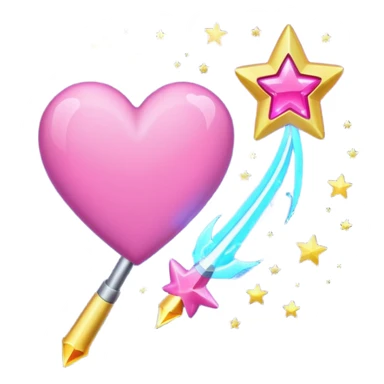 wand with a shooting star pink heart like the heart is the shooting star emoji sticker