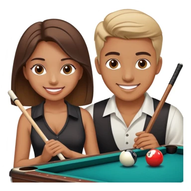 A girl beats a guy in pool table games  sticker