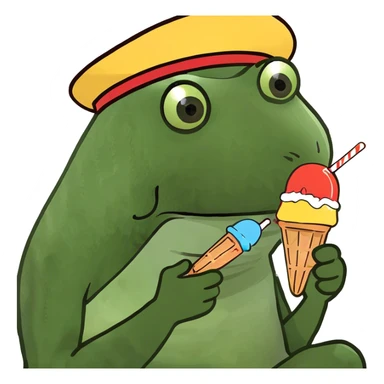 wearing a propeller hat, eating a popsicle, sitting down sticker