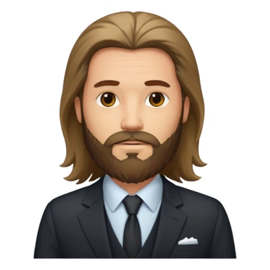 long haired bearded man with suit sticker