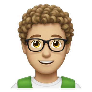 white boy with brown curly hair snd with glasses green eyes hair shaved on the sides sticker