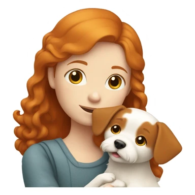 Ginger girl hugging white dog sticker