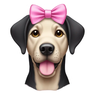 black labrador dog with pink bow on head sticker