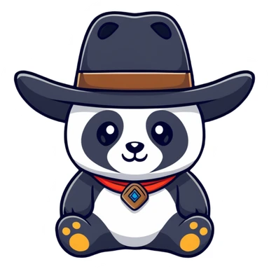 panda with  cowboy hat sticker