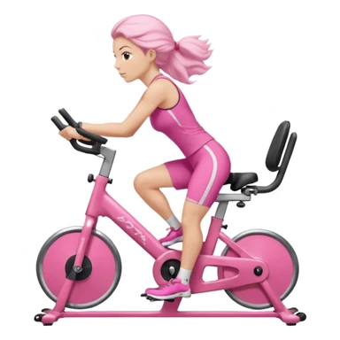 Bicycles Ergonomic bicycle of gym: seated white woman with hair in pink clothes  sticker