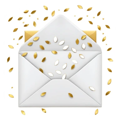 white envelope and gold confetti sticker