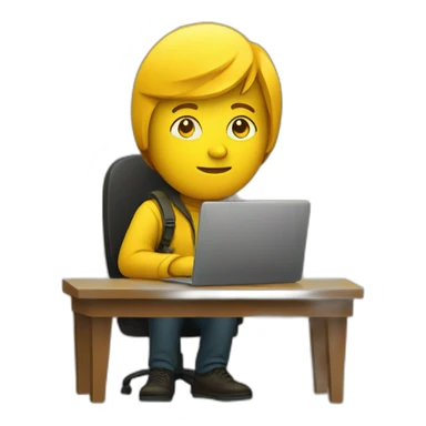 programmer with laptop in dark yellow room sticker