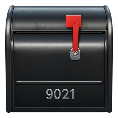 black mailbox with №90210 on black post sticker