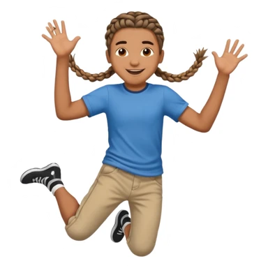 brown boy with braids jumping sticker