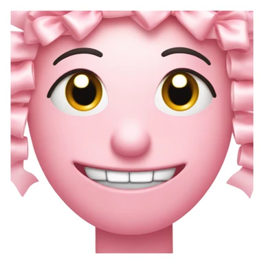 Light pink smiley with little bows on head and eyelashes  sticker