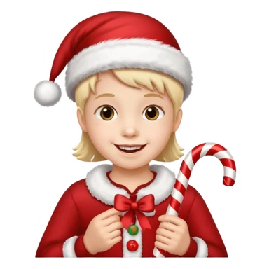 Chiklder with candy canes celebrating Christmas sticker