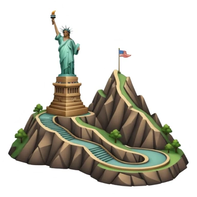 Montaña con con la estatua de la libertad con subida en curva zigzag sticker
