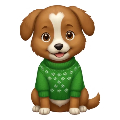 dog wear a green sweater sticker