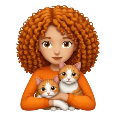 Tanning curly girl hugging two cats black and orange  sticker