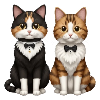 black and white tuxedo cat with brown tabby cat sticker