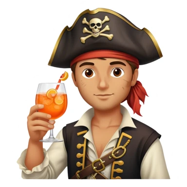 a young pirate drinking aperol spritz cocktail sticker