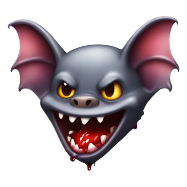 Mischievous vampire bat large fangs dripping blood sticker
