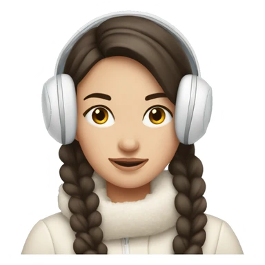pretty brunette girl wearing cozy winter white earmuffs sticker
