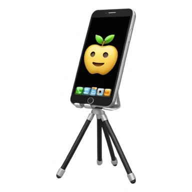 3D Apple-style emoji of a white tripod holding  sticker