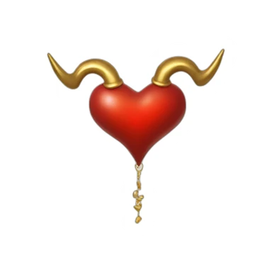 Red heart frame with gold horns sticker
