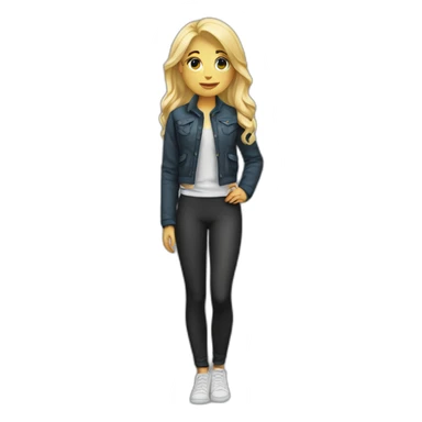 Blonde girl in leggings with jacket tied around waist sticker