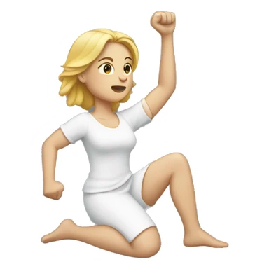 White woman kneeling with fist up in the air  sticker