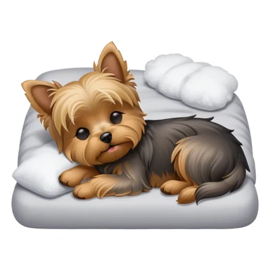 Yorkshire terrier, eyes closed, sleeping on the bed sticker