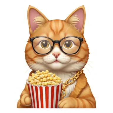 cat with with rapper popcorn with opticals sticker