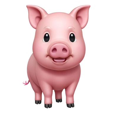 cinematic-[realistic pig]-realistic-full-body-standing-emoji,-tail-flicking-lazily,-head-tilted-dramatically,-sleek-[pink]-skin,-simplified-yet-realistic-focused-features,-highly-detailed,-glowing-with-an-almost-sarcastic-glow sticker