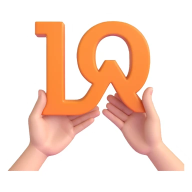 3D emoji style, multiple hands each holding the letters Q, & and A respectively. The & symbol is clearly visible in the center. The letter A is in a typical form with an open bottom. The image is three-dimensional and lively with no background. sticker