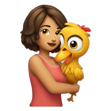 Chica morena y una gallina juntas sticker