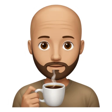 men with coffee no hair, 3 day beard sticker