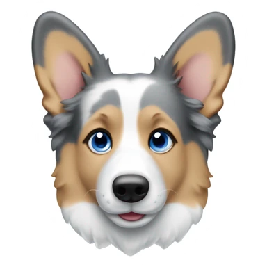 Blue Merle corgi with tan points and a half white face and blue eyes sticker