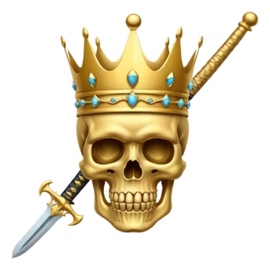 Golden skull with crown now make it with a worrior sowrd sticker
