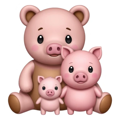 teddy bear and a little pig sticker