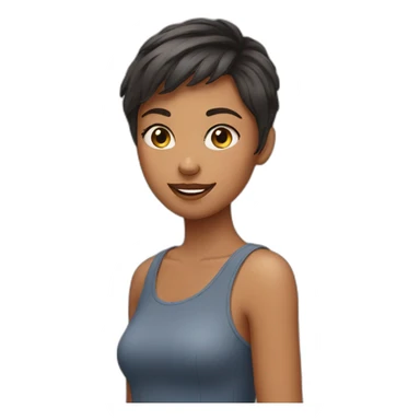 short haired girl with cat sticker