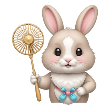 A rabbit hold a folding fan playfully sticker