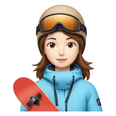 Woman with brown hair snowboarding in Japan 3d sticker