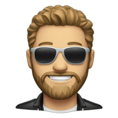 White Man smiling with beard sunglasses leather jacket earrings sticker