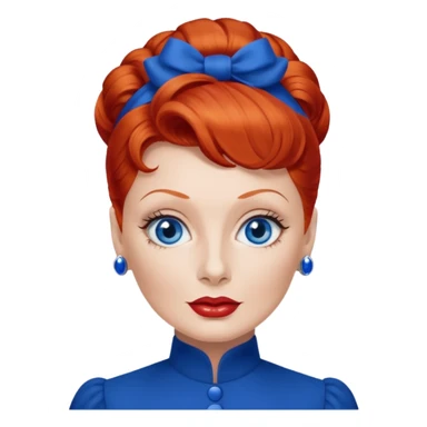 Lucille Ball with blue eyes, red hair, cobalt blue outfit sticker