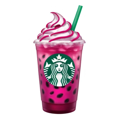 Starbucks dark pink dragonfruit refresher. no pink cream on top. starbucks logo. sticker