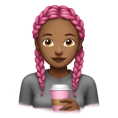 brownskin girl with braids and edges done with her eyes closed with a pink girl drinking coffee sticker