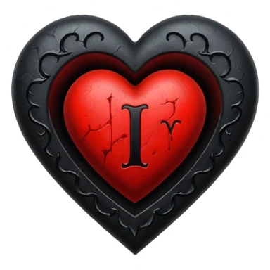 Can you make a heart with a gothic design, I want black and blood red colors . I want the letter I in the middle of the heart sticker