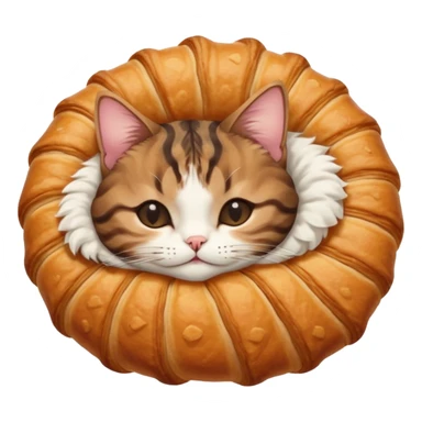dark brown tabby and white cat in croissant position upside down with eyes closed sticker