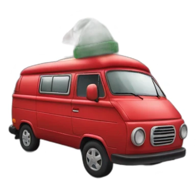 Red Christmas Beanie on a Campervan  sticker