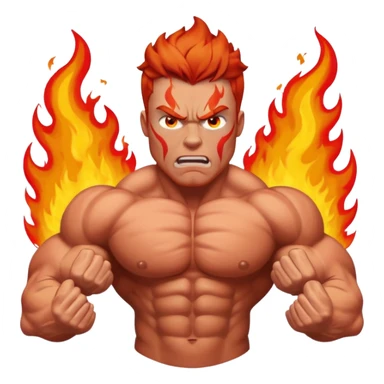 burning angry bodybuilder red haired man  sticker