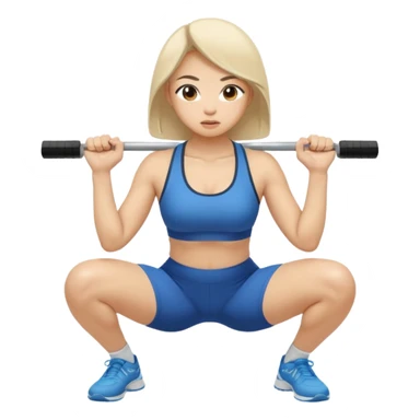 white asian girl woman doing squat sticker