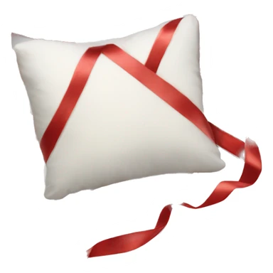 Aesthetic white pillow with red ribbon sticker