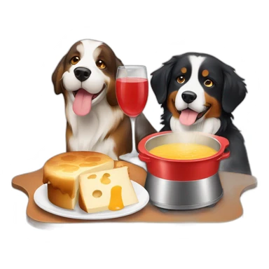 swiss fondue and bernese mountain dog sticker
