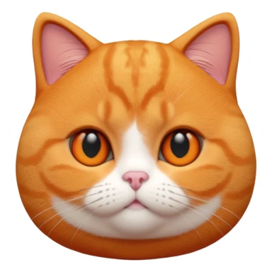 A 3D cartoon British Shorthair cat in vibrant orange ginger tone, smooth plush fur, round eyes, warm cinematic lighting, Memoji style. full body or half body. sticker